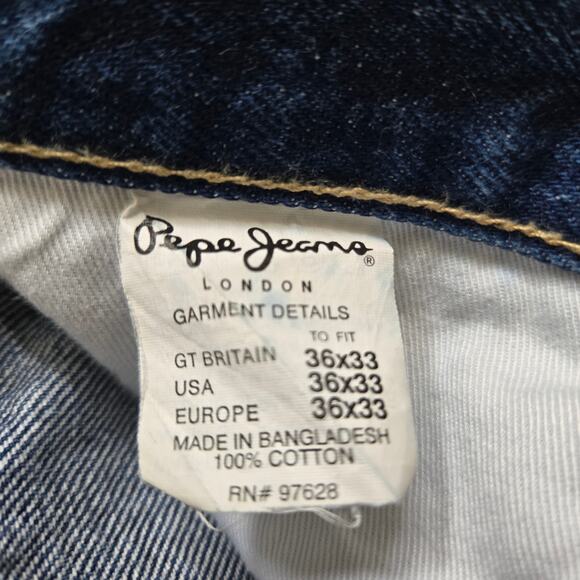 PJL Industries Mens Size 36x33 Pepe Jeans Carpenter Dark Wash Y2K Baggy *read* - Picture 11 of 16